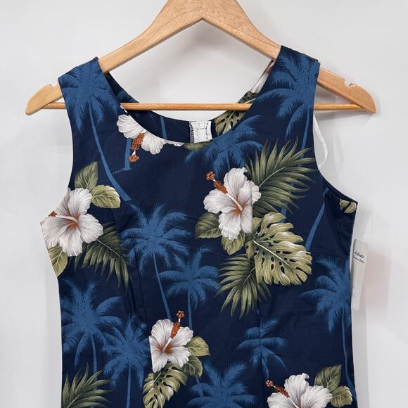 Vintage Pacific Legend Hawaiian Dress Womens Small Blue Cotton Hibiscus NEW - Picture 2 of 8